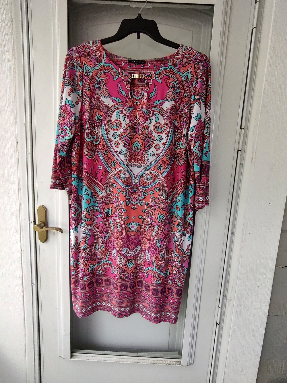 Tiana B. Pink and Turquoise Paisley Midi Dress